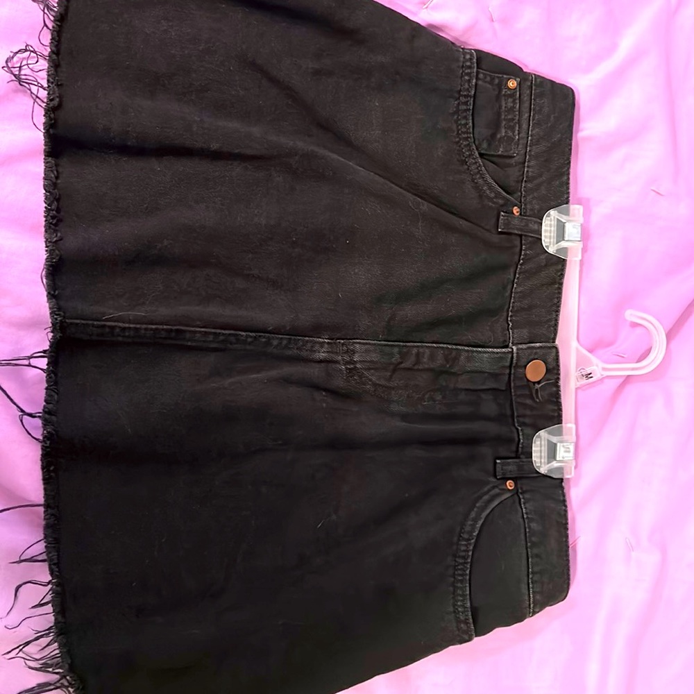 Black Denim Mini Skirt